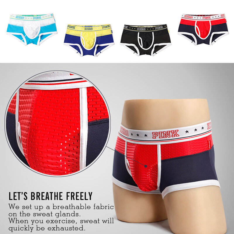 Novo calções casuais masculinos confortável roupa interior de algodão boxer cintura baixa sexy underpant verão homewearing praia sunbath shorts
