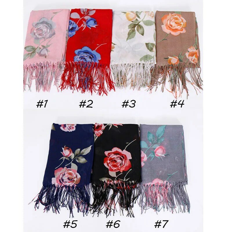 Cotton Tassel Ladies Beach Sunscreen Shawl Scarf Luxury Print Lady Headscarf Wrap Towel