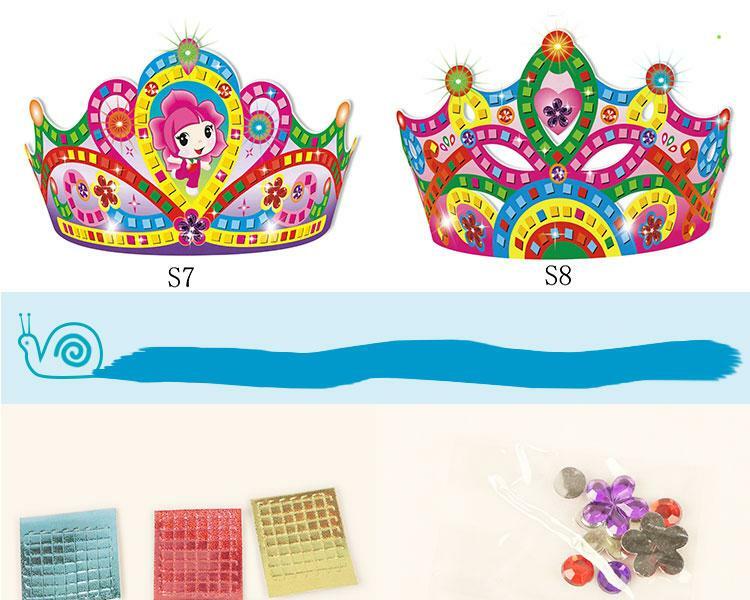 5pcs children DIY cartoon paper crown toys for birthday party/ Kids baby 53cm long art craft DIY crown hat for kingergarden