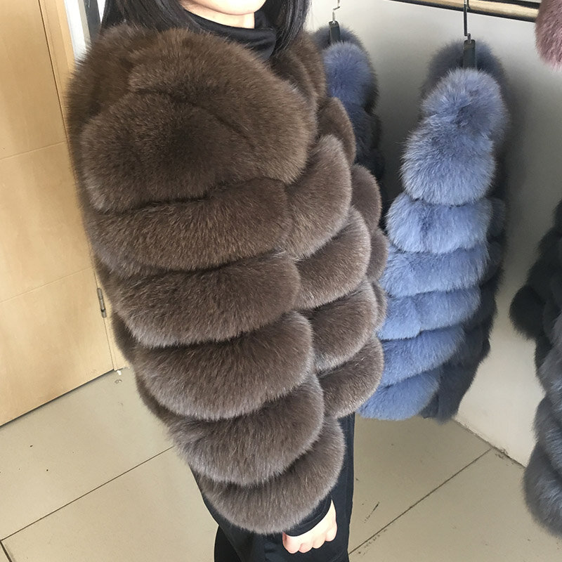 Пальто maomaokong из натурального Лисьего меха 50 см, женский зимний жилет из натурального меха, модная тонкая верхняя одежда, жилет из натурально...