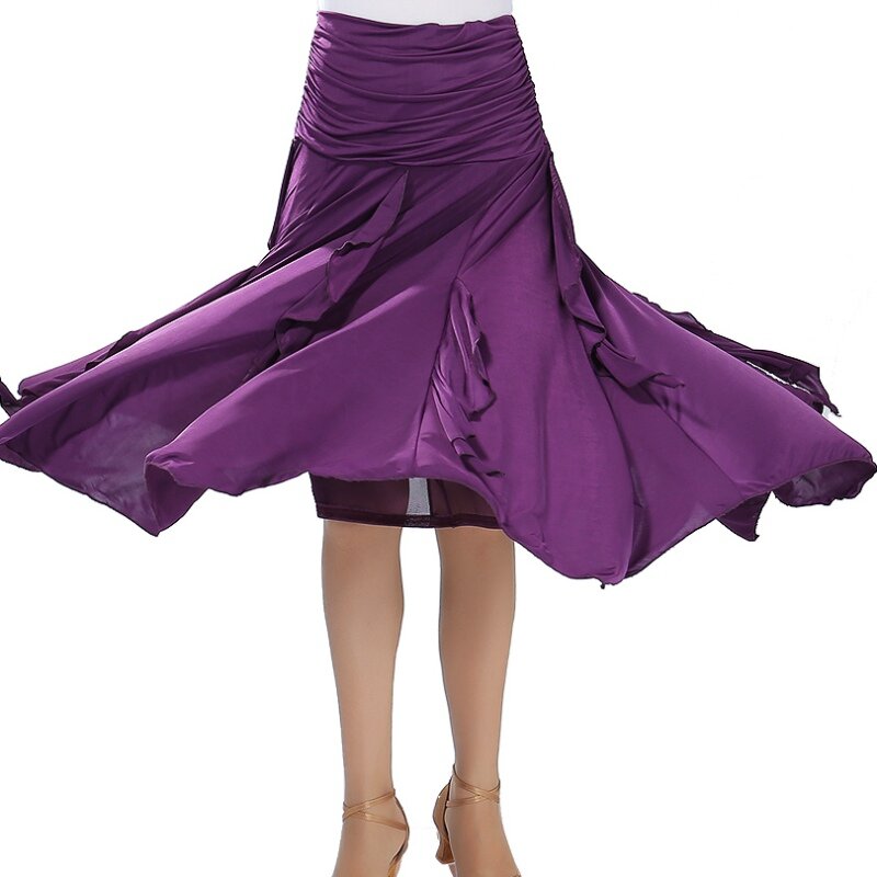 Falda de baile de salón de baile latino falda de baile de salón de baile Irregular de Color sólido a la moda