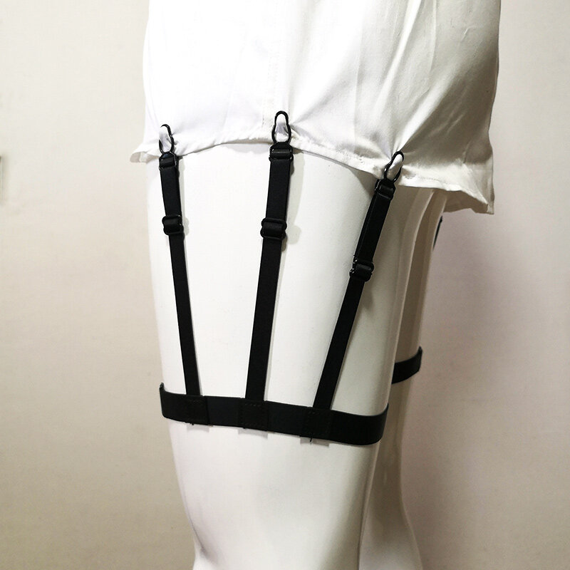 2 Pcs Men Shirt Stays Belt with Non-slip Locking Clips Keep Shirt Tucked Leg Thigh Suspender Garters Strap