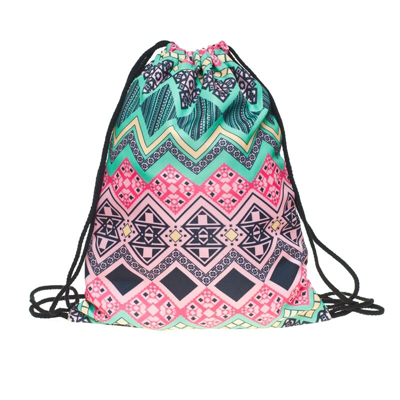 Jomtokoy mochila feminina estampada 3d, bolsa de viagem com cordão para mulheres skd29059