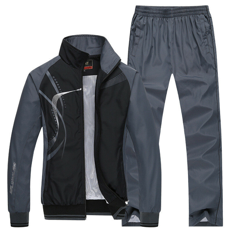 Новые мужские весенне-осенние комплекты, спортивная одежда для отдыха, модный спортивный костюм, 2 предмета, куртка + штаны, мужская спортивная одежда