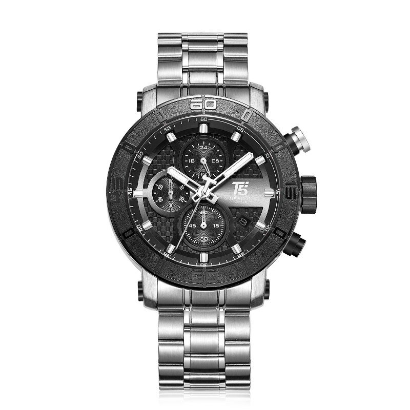 T5 Top marka luksusowe różowe złoto kwarcowy z chronografem mężczyźni mężczyzna Relogio Masculino wodoodporne sportowe zegarki na rękę zegarek zegarki człowiek