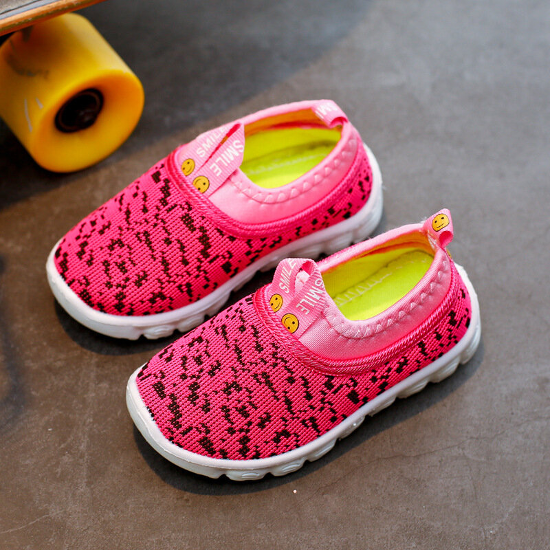 Zapatos suaves para niños y niñas, zapatillas informales de malla tejida, Color caramelo, para verano y otoño