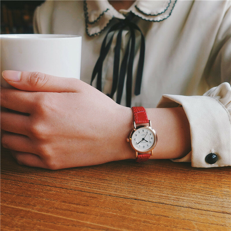 ไม้ไผ่ Knot Vintage หนังผู้หญิงขนาดเล็กนาฬิกา Designer Blue Pointer Simple Dial ผู้หญิงนาฬิกาข้อมือควอตซ์