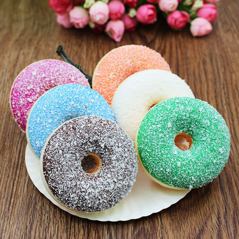 Doughnut Squishy Doughnut Bread Squeeze Stress Reliever Decor Toys Scented Slow Rising Toy Antistress Decompression Toy Gift