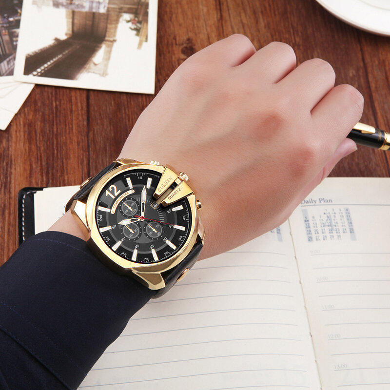 Curren relógio de pulso de quartzo masculino, relógio de marca luxuosa com calendário para homens 2019