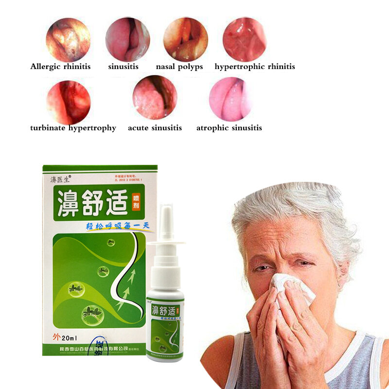 Spray de rhinite sinusite, spray para rinite com congestão nasal, medicina anti-alérgica