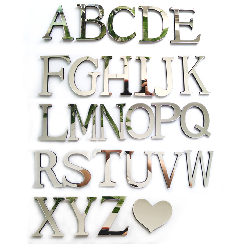 Novo acrílico espelho 3d diy adesivos de parede adesivos letras inglês decoração para casa personalidade criativa especial