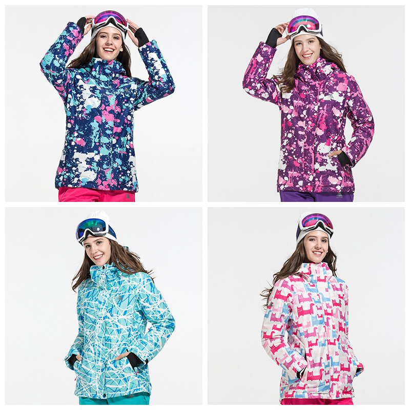 Jaqueta de esqui feminino esportes ao ar livre quente à prova de vento impermeável secagem rápida respirável inverno feminino jaquetas snowboard