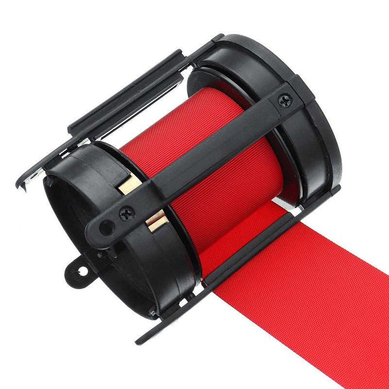 Barrera de cinta retráctil para deporte, cinta protectora de acero inoxidable para montaje en pared al aire libre, color rojo, 5m