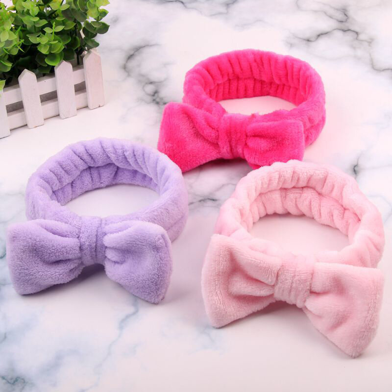 New Cotton Women Wash Face Hairband Girls Headband Elastic Headwear Coral velvet bow Hair Accessories