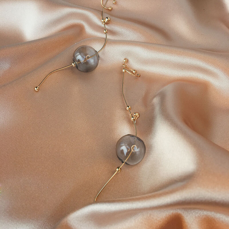 Farbe Halten 1 Jahr! 18K Gold Einzigartige Blase Großen Ohrringe 2020 Handgemachte Glas Koreanische Ohrringe Für Frauen Vintage Gold Ohrringe