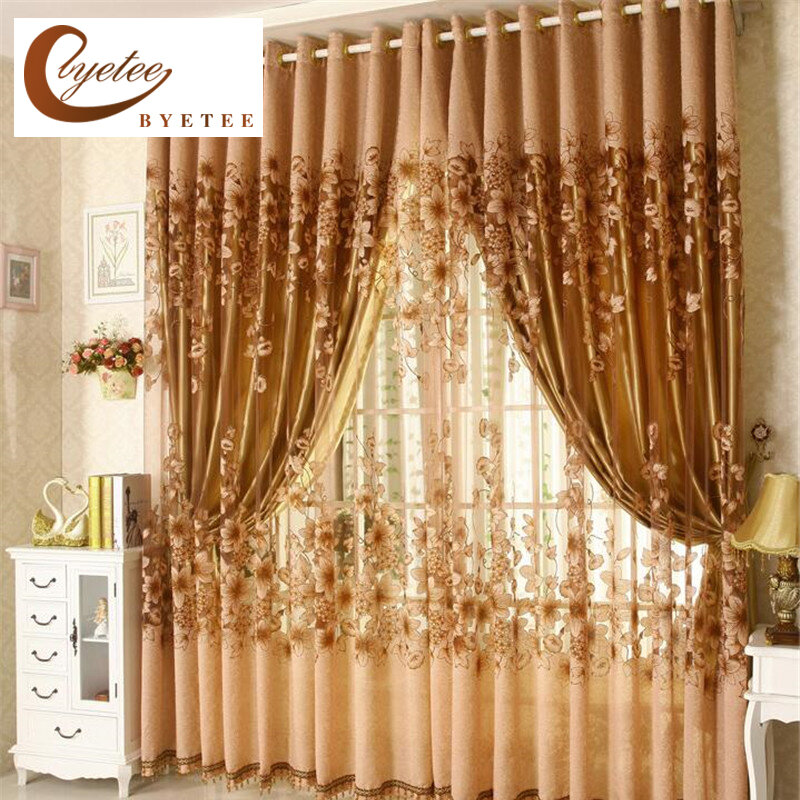 {byetee} Luxury Window Living Room Tulle Window Curtains Kitchen Window Curtains Door Finished European Sheer Curtains
