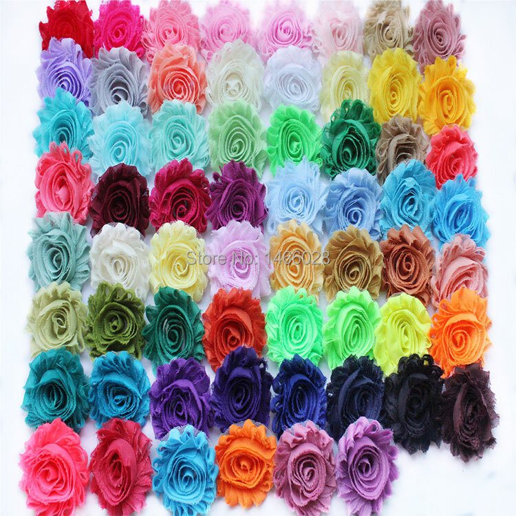 EPacket – fleurs en mousseline de soie, 2.5 pouces, 60 yards /lot, 108 couleurs au choix
