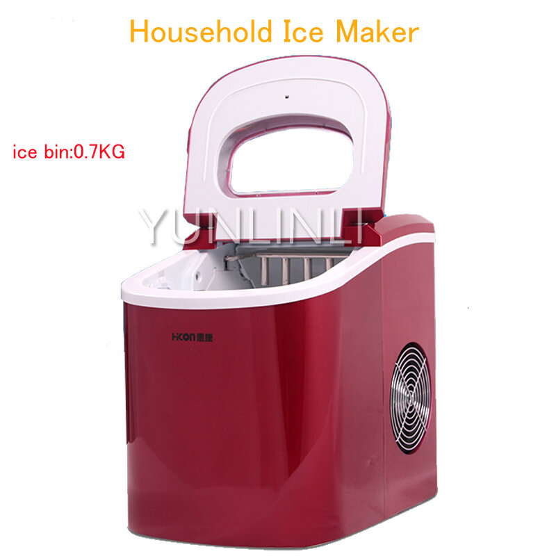 Pembuat Es Rumah Tangga Mesin Pembuat Es Kecil Es Pembuat Susu Teh Mesin Es Dalam Warna Merah HZB-12A