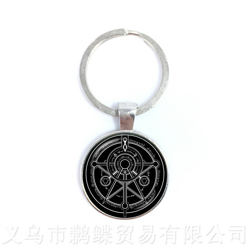 Supernatural Pentagram Glass Key chains Gothic Pendant Satanism Evil Occult Pentacle Jewelry Pagan Charm Gift For Friends