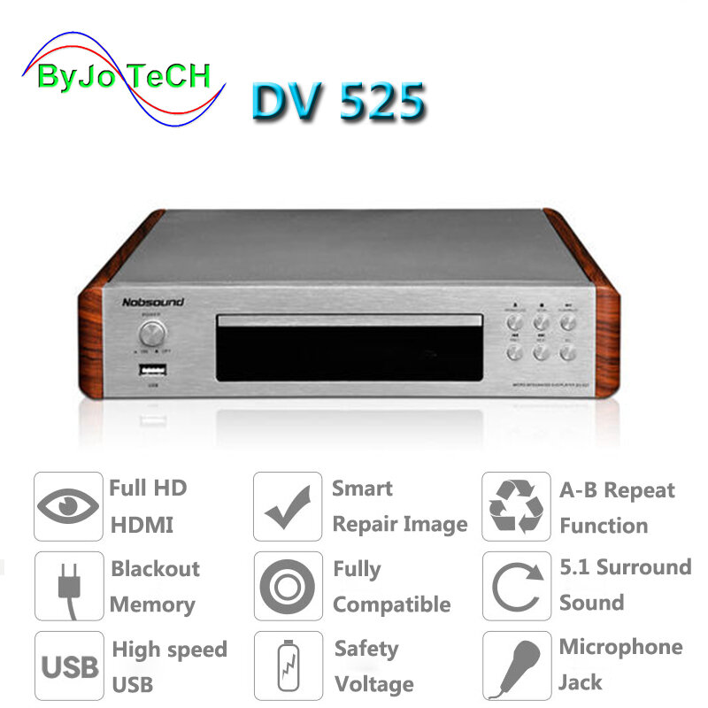 Nobsound DV525 HD DVD CD USB HDMI s-video A-B función de repetición 5,1 sonido envolvente KTV interfaz de micrófono profesional