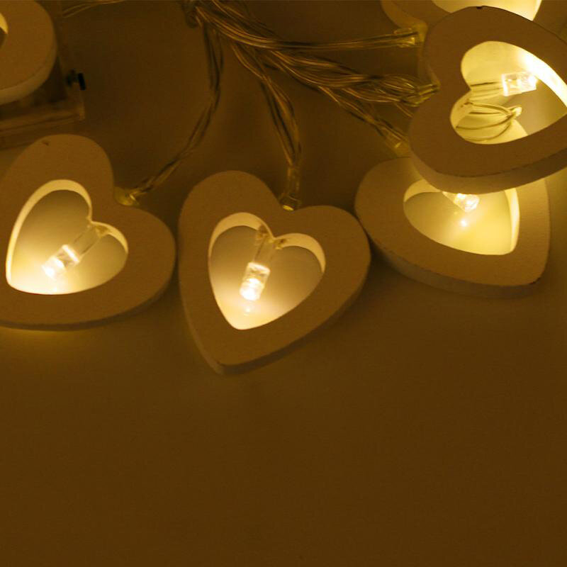 หัวใจรูปไฟLed Stringกลางแจ้งคริสต์มาสFairy String Lightตกแต่งงานแต่งงานสีขาวอบอุ่นโลหะLoveหัวใจ
