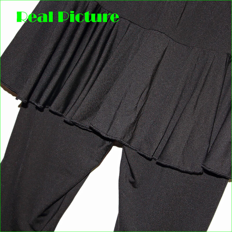 Falso legging de duas peças mulher esportes pantskirt leggings de compressão com saia curta para dacne tênis de corrida m 5xl
