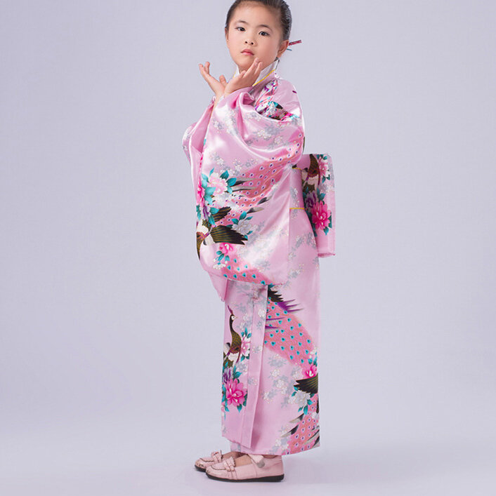 Vestido Kimono japonés para niña pequeña, traje de Cosplay con Obi tradicional Yukata para niño, traje de baile para actuaciones en escenario