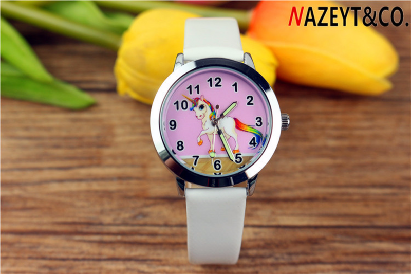 Cute unicorn zegarek dla dzieci cartoon powder animacja uczniowie podstawowej zegarek na prezent zegarek dziewczęcy