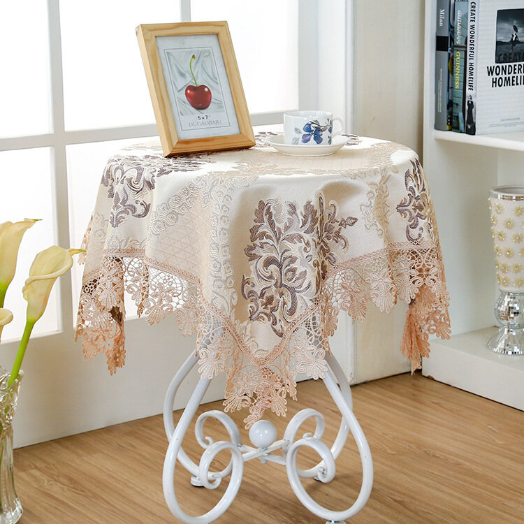 European Brocade Fabric Water Soluble Lace Embroidered Tablecloth Kitchen Hotel Restaurant Table Christmas Wedding Decor Tapete