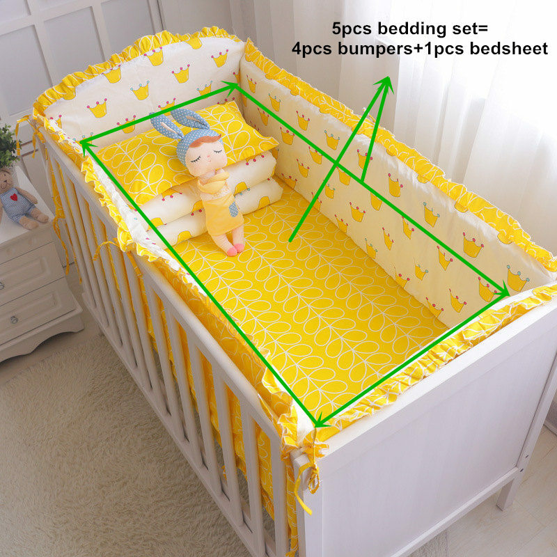 Mehrere Größen 5 Pcs Baby Krippe Bettwäsche Set Baumwolle Krippe Bettwäsche Kit für Mädchen Jungen Babybett Set Umfasst kinderbett Stoßfänger Bett Blatt