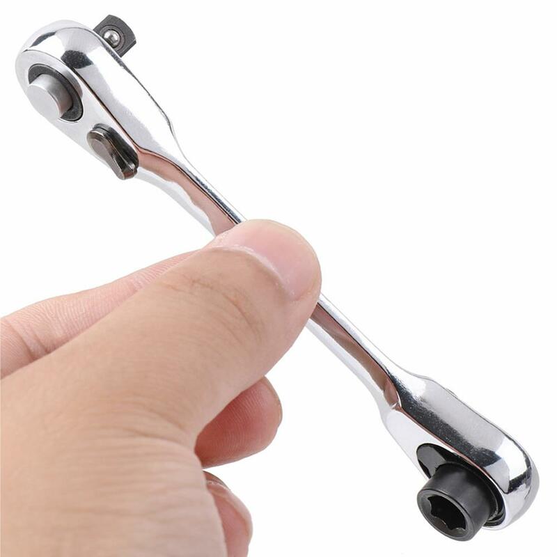 Mini Llave de trinquete de doble punta, herramienta de punta de destornillador de varilla de 1/4 pulgadas, contiene 1 llave de mango de trinquete