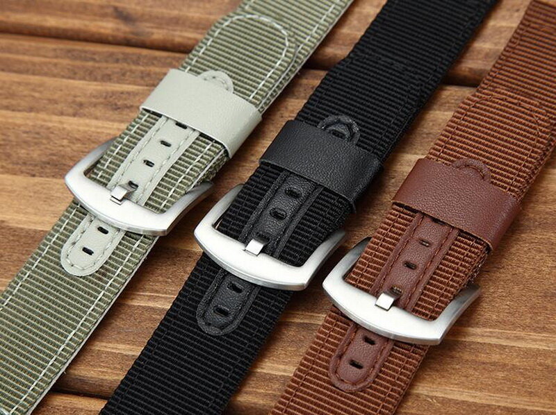 90% Off 18mm 20mm 22mm 24mm High Quality Nylon+Leather Watch Band Wrist Strap Watchband Wristwatch Black Brwon Green  Man Woman