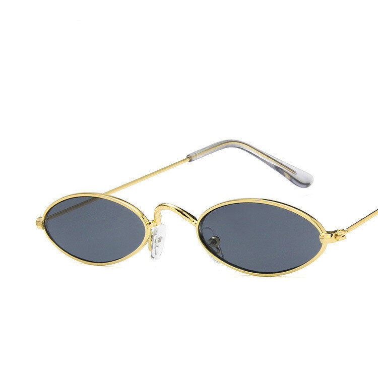 Vintage Narrow Small Oval Sunglasses Women Retro Brand Skinny Metal Frame Summer Men Sun Glasses for Women's Red Yellow