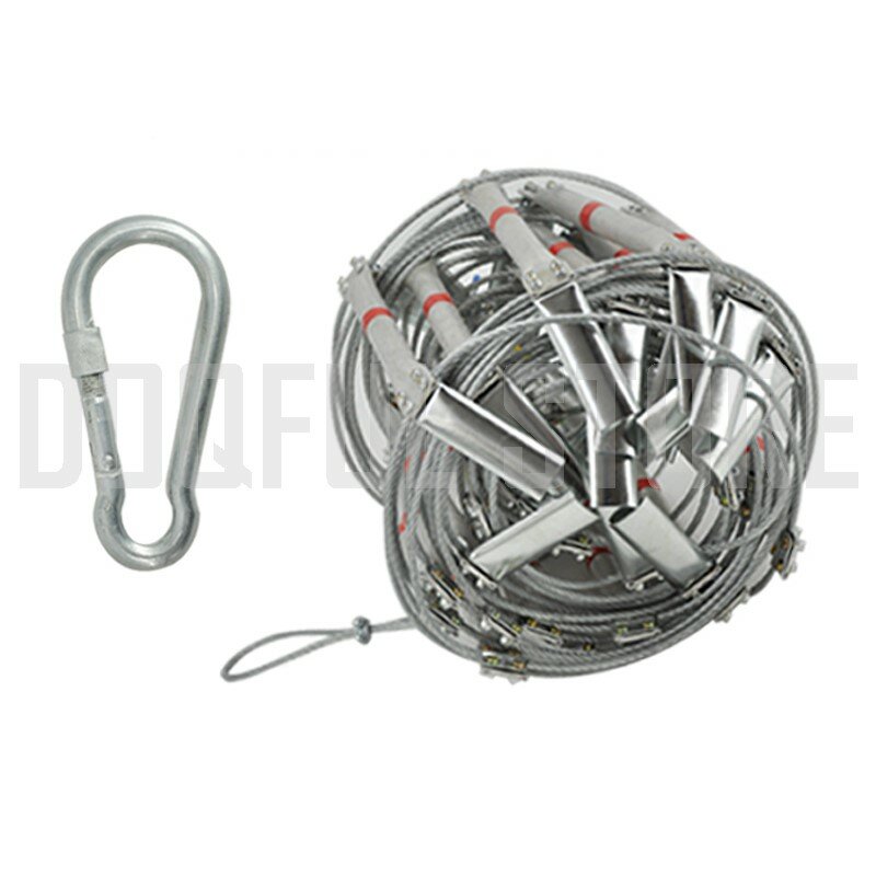 5M Fire Escape Ladder 17FT Folding Steel Wire Rope Ladders Aluminum Alloy Emergency Survival Rescue Safety Antiskid Tools