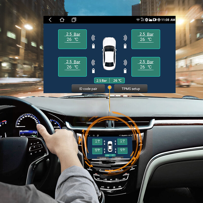 Deelife android tpms para o rádio do carro dvd player sistema de monitoramento pressão dos pneus reposição pneu externo interno sensor usb tmps