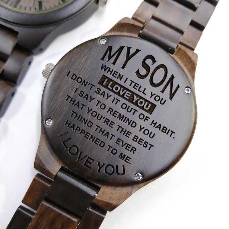 Reloj de madera grabado a mi hijo I LOVE YOU