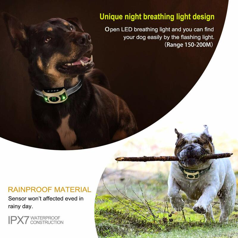 Collar De ladrido De perro con luz respirable con vibración De pitido choque inofensivo perros grandes medianos y pequeños equipo De entrenamiento De choque