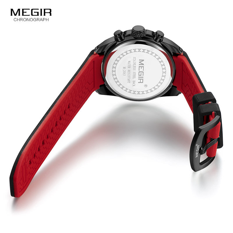 MEGIR-reloj militar de lujo para hombre, cronógrafo de pulsera informal, resistente al agua, color negro y plateado