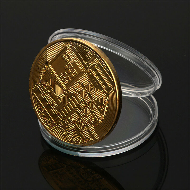 40mm collezione moneta Bitcoin placcato in oro bronzo fisico Bitcoin Casascius Bit moneta BTC regalo di capodanno monete non in valuta 5 pezzi