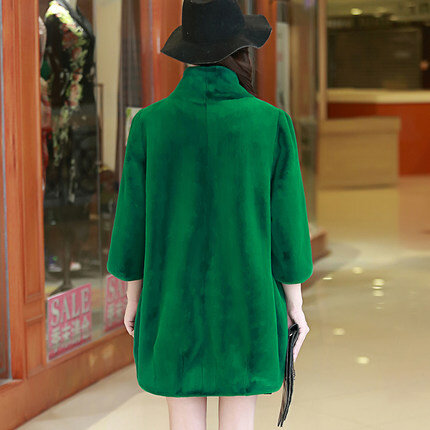 Женское Свободное пальто из искусственного кроличьего меха с воротником-стойкой N34