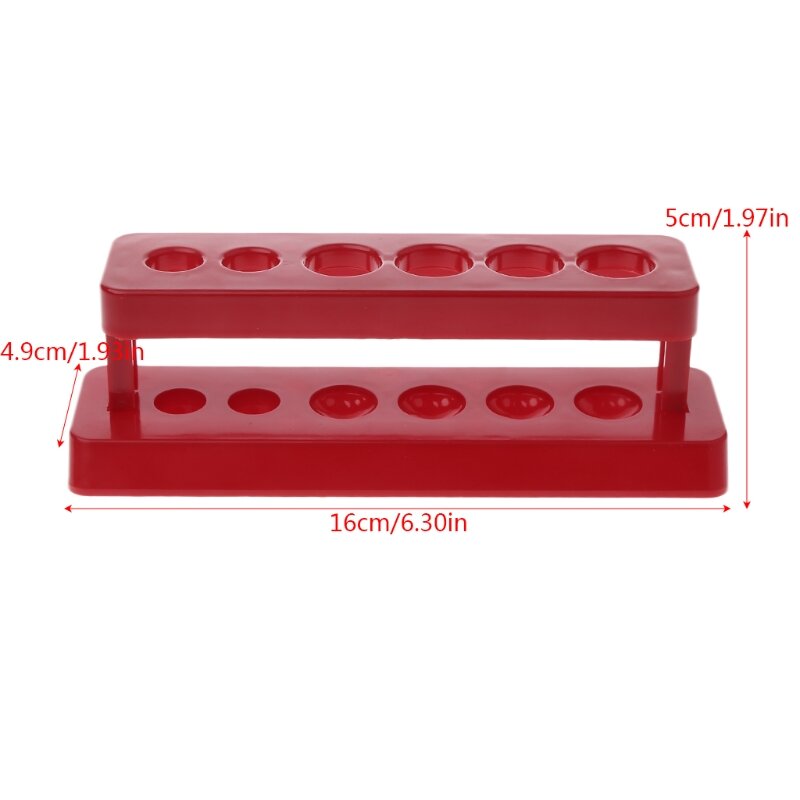 1 soporte de tubo de ensayo, estante de plástico de 6 agujeros, soporte rojo, soporte de bureta, estante de laboratorio