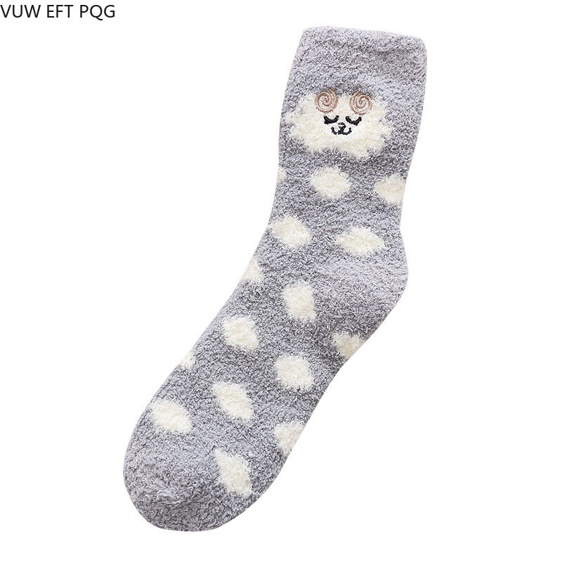 Милые теплые носки для девочек из кораллового бархата с мультяшным рисунком, рождественский подарок, осенние и зимние носки для девочек