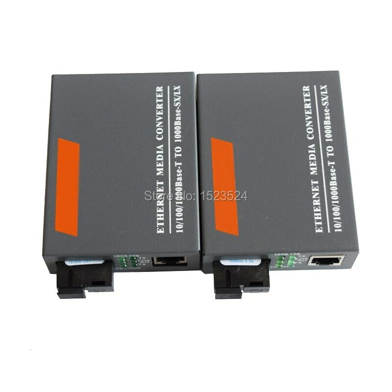 Convertisseur optique de XXL de fibre de gigabit de HTB-GS-03 A/B 1 paire 1000Mbps alimentation externe du port 20KM de Sc de fibre simple de mode unique