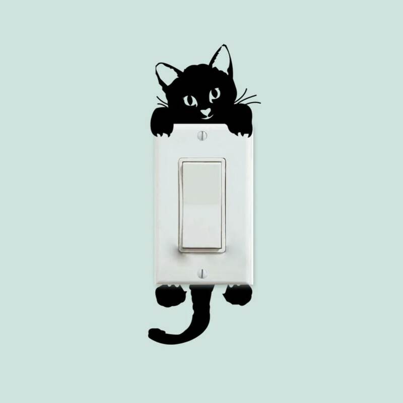 DIY Lustige Nette Schwarze Katze Hund Ratte Maus Animls Schalter Aufkleber Wand Aufkleber Hause Abziehbilder Schlafzimmer Kinder Zimmer Licht Parlor decor