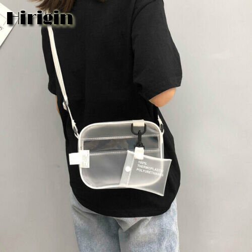 Women PVC Transparent Chain Cross Body Shoulder Bag Tote Jelly Summer Handbag Fashion Student Girls Purse