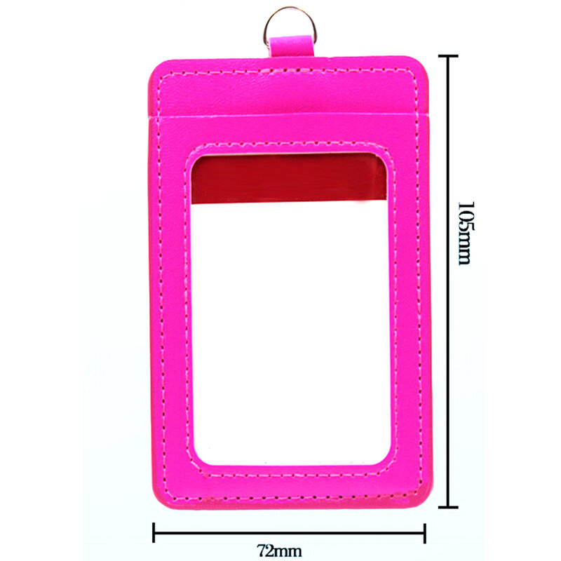 High Quality 1pcs PU Leather ID Badge Case Color Border Lanyard Holes Card Holders ID Badge Holders School Office Supplies