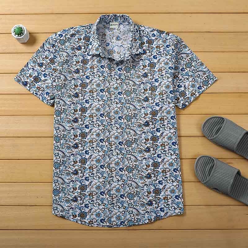 Mens Beach Hawaiian Shirt Tropical Summer Short Sleeve Shirt Men Brand Clothing Casual Loose Cotton  Shirts Plus Size