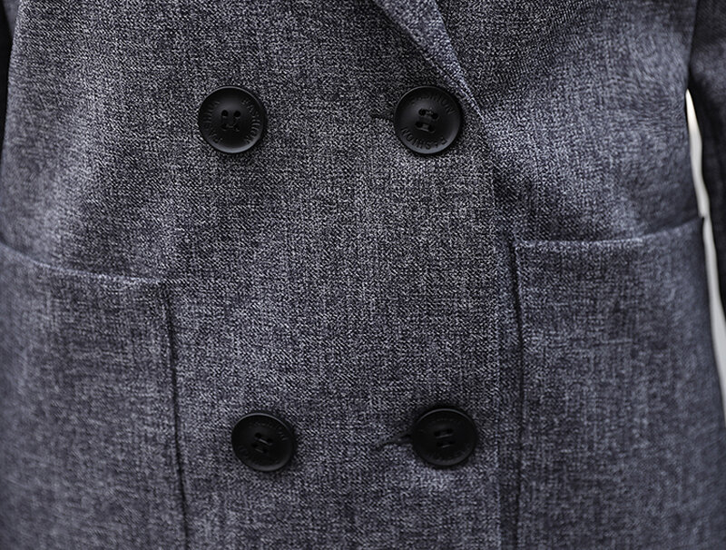 Traje Formal de negocios para mujer, conjunto de chaqueta y pantalón largo con doble botonadura, Blazer negro, traje de 2 piezas