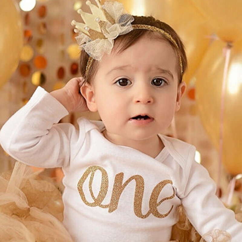 Fascia per capelli corona per neonato corona per principessa in oro neonate fascia per capelli carina puntelli per foto per bambini accessori per capelli per bambini 1 Pc