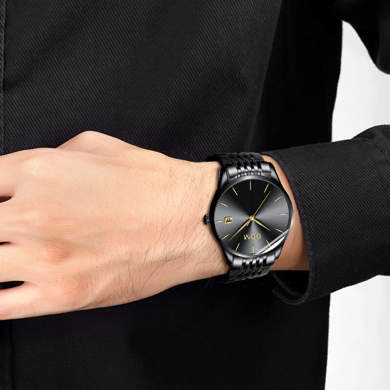 Reloj para hombre DOM, de lujo, de marca superior, reloj de cuarzo informal, reloj de cuarzo, correa de malla de acero inoxidable, reloj ultrafino, reloj de M-11BK-1M